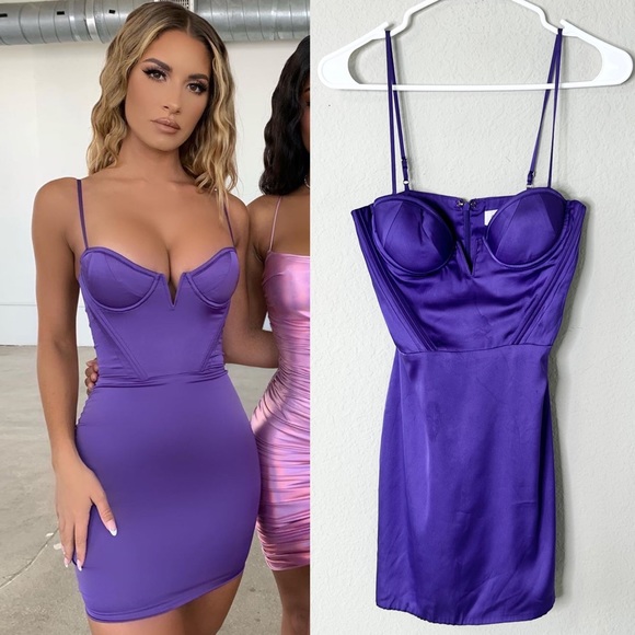 Oh Polly purple satin bustier dress - Picture 12 of 12